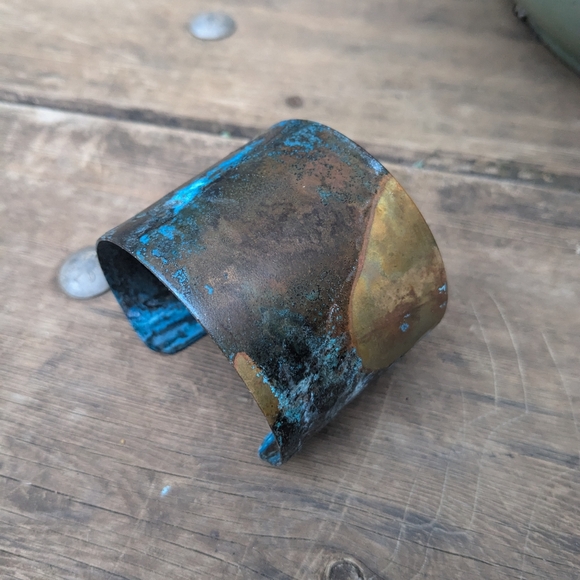 SOLD ETSY-Wide Patina Cuff Bracelet - Picture 2 of 11